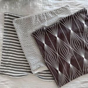 Woven Nook Set of 3 Pillow Covers, Gray and White, 18 x 18